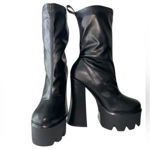 AWANG x Akira Black/Black Flexible Shaft Platform Boots - NWT